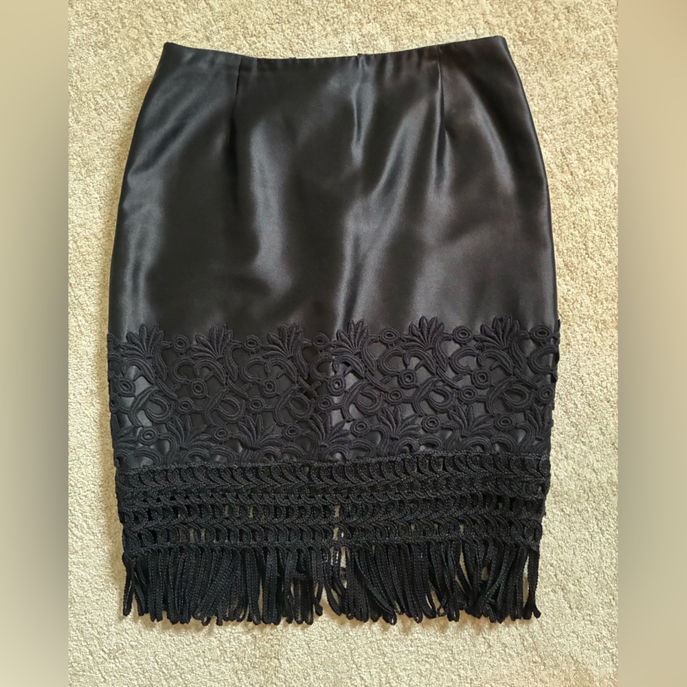 Chetta B Black Textured Pencil Skirt